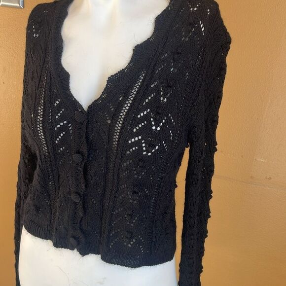 ZARA Black Knit Cardigan Top Jacket size S - Picture 6 of 14